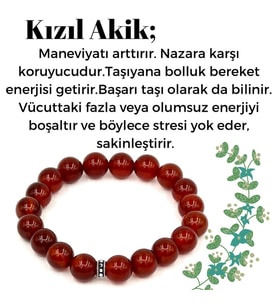 KIZIL ORJINAL AKIK TAŞİ BILEKLIK SERTIFIKALI VUCUT SAGLIK İÇİN BUYUK KATKISI MEVCUT