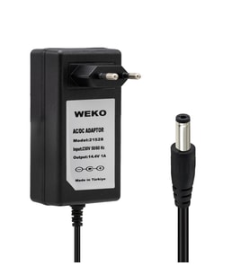 Weko 14.4 Volt - 1 Amper 5.5*2.5 Uçlu Plastik Işıklı Kasa Priz Tip Adaptör