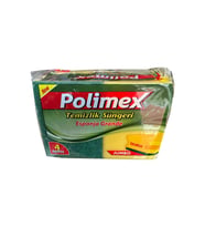 Polimex 4'lü Endüstriyel Büyük Boy Oluklu Bulaşık Süngeri - 4,5 x 9 x 12 Cm. - 4 Adetlik Paket (Sarı)