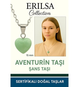 Sertifikalı Kalp Model Mini Aventurin Taşı Kolye – Şans, Huzur ve Bolluk Taşı (Çok Renkli)