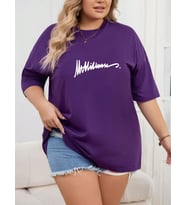 İmza Baskılı Tasarım Tshirt (Mor)