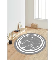 Dijital Baskılı Kaymaz Taban Yıkanabilir Yuvarlak Salon Halısı Koridor Halısı Paspas NDY-HY-1383 (Gri)