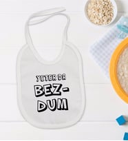 BK Kids Bezdum Tasarımlı Beyaz Bebek Mama Önlüğü-3