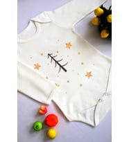 Unisex Bebek Yıldız Ve Ağaç Baskılı Body Zıbın