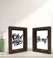 Bk Gift Banyo Dekoratif 2'li Doğal Masif Ahşap Çerçeve 15x20cm-13 (Beyaz)