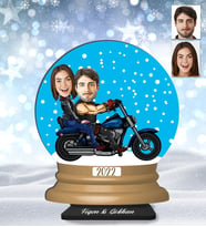 Kişiye Özel Motorcu Sevgili Ahşap Küre Biblo-2