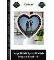 Özel Üretim Fotoğraf Çerçevesi Hediyelik Işıklı Modern Kalp Sihirli Ayna Pil+Usb Beyaz Işık MZ131