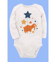 Organik Baskılı Pamuklu Unisex Bebek Body UZUNKOLE78