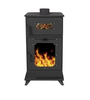 Etinova Pelet Sobası M002 Mini Fırınlı Pelet Sobası  (Siyah)