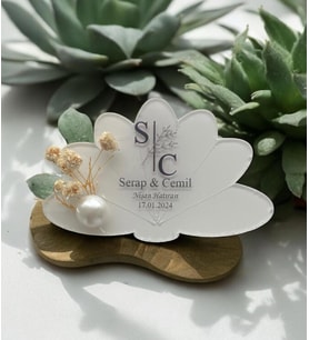 Söz Nişan Düğün Hediyesi Lotus Şeffaf Pleksi Magnet (10 Adet) sfflts1
