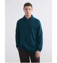 LCWAIKIKI Classic Yeşil Polo Yaka Erkek Sweatshirt