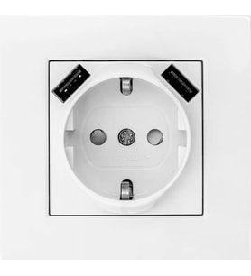 VİKO Karre-Meridian 90970X92 Topraklı 2 USB’li 5V-2A Çocuk Korumalı Priz Beyaz (Komple) VİKO