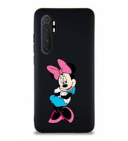 Xiaomi Mi Note 10 Lite Soft Premier Kapak Minnie Mouse-D Tasarımlı Silikon Kılıf - Siyah (Şeffaf)