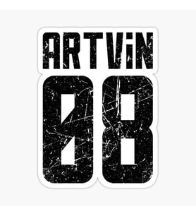 08 ARTVİN Sticker Yapıştırma Oto Etiket 17cm