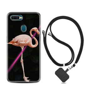 Oppo A5S A15 A16 A54 A55 A73 A74 Kılıf Boyun Askılı Silikon Line Filamingo 1776