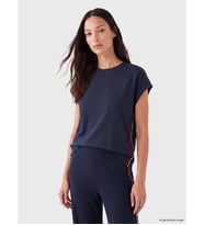 LCW EVERYDAY Lacivert Şerit Detaylı Soft Touch Oversize Kadın Tişört