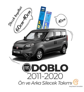 RBW Arka ve Ön Silecek Seti Fiat Doblo 2011-2020 ile uyumlu (Siyah)