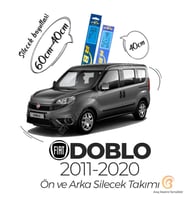RBW Arka ve Ön Silecek Seti Fiat Doblo 2011-2020 ile uyumlu (Siyah)