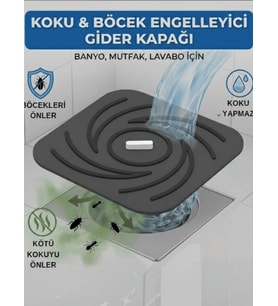 Beylini Kötü Koku Böcek Önleyici Gider Tıpası Lavabo Balkon Tuvalet Gider Kapatıcı Kapak Silikon 14,5 CM (Koyu Gri)