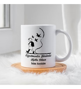 Öğretmenler Günü İçin Kişiye Özel Porselen Kupa Bardak - BY-KP-0000279 (Beyaz)
