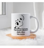 Öğretmenler Günü İçin Kişiye Özel Porselen Kupa Bardak - BY-KP-0000279 (Beyaz)