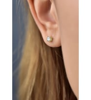 925 Ayar Gümüş Altın Kaplama Zirkon Taşlı Tektaş Küpe 4,0mm.
