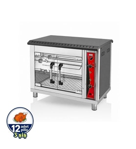 Silverinox Doğalgazlı Set Üstü Piliç Çevirme 3 Şiş 12 Piliç