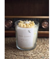 Papatya Desenli Cam Bardakta Papatyalı Mum - Doğal Soya Wax - 200 gr
