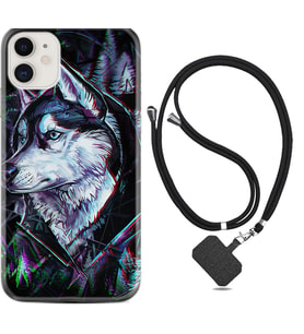 Apple iPhone 11 12 13 Mini Kılıf Boyun Askılı Silikon Dog Eyes 1761