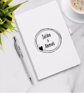 Kişiye Özel Sevgililer Günü Tasarımlı Ajanda Kalem Seti (Kahverengi Açık)