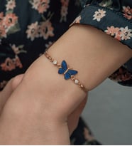 925 Ayar Mavi Taşlı Kelebek Kadın Gümüş Bileklik