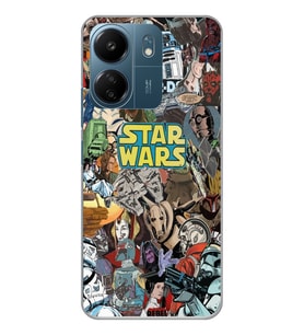 Xiaomi Redmi 13C Uyumlu Star Wars Kolaj Tasarımlı Şeffaf Telefon Kılıfı
