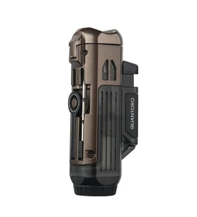 Quantoro Çift Torch Pürmüz Delicili/İğneli Kahverengi Metal Puro Çakmağı