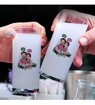 Parktaki Aşıklar Karikatürlü İkili Rakı Bardağı Seti