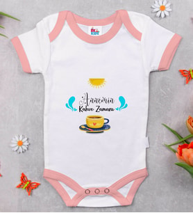 BK Kids Annemin Kahve Zamanı Tasarımlı Pembe Bebek Body Zıbın-1