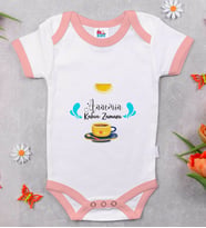 BK Kids Annemin Kahve Zamanı Tasarımlı Pembe Bebek Body Zıbın-1
