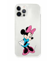 Apple iPhone 12 Pro Max Uyumlu Kamera Korumalı Tıpalı Kapak Minnie Mouse TasarımlıŞeffaf Kılıf