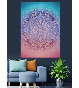Mor Dairesel Geometrik Mandala Dekoratif Kanvas - Mdf Ahşap Tablo