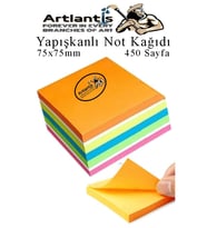 Yapışkanlı Not Kağıdı 6 Renk 450 Sayfa 1 Paket Envai Küp Blok Yapışkanlı Postit 75x75 mm Renkli  (Çok Renkli)