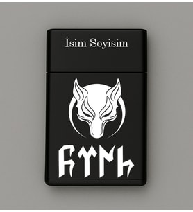 Kurt Göktürk Desenli Metal Tabaka – Kişiye Özel İsimli Hediyelik