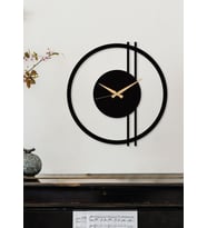 Gowpenart Double Line Metal Siyah Duvar Saati - Ev / Ofis Saati - Hediye Saat