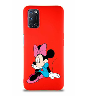 Oppo A52 Soft Premier Kapak Minnie Mouse-E Tasarımlı Silikon Kılıf - Kırmızı (Şeffaf)