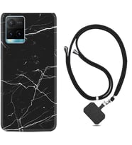 Vivo Y11S Y21S Y20 Y20S Y70 Kılıf Boyun Askılı Silikon Siyah Mermer 1299