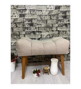 Vizon Puf Ahşap Ayak Çima Dikiş Modern Tasarım