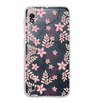 Samsung Galaxy A10   Kamera Korumalı  Kapak Floral Kırmızı Tasarımlı  Şeffaf Kılıf
