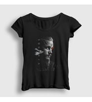 Presmono Kadın Siyah Ragnar V2 Vikings T-Shirt 222333tt