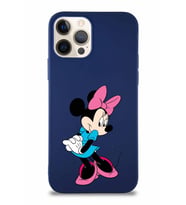 Apple iPhone 12 Pro Soft Premier Kapak Minnie Mouse-F Tasarımlı Silikon Kılıf - Lacivert (Şeffaf)