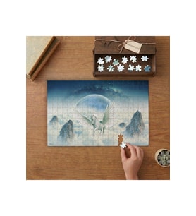 Beyaz Kanatlı At Tasarımı 240 parça Ahşap Puzzle Ahşap Kutuda MP02217