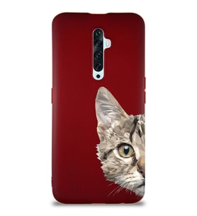 Oppo Reno 2Z Soft Premier Kapak Catface Tasarımlı Silikon Kılıf - Mürdüm (Şeffaf)