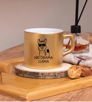 No drama llama Tasarımlı Renkli Nescafe Fincanları 220 ML (Gold)